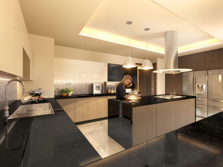 Cocina de diseño moderno en Sky View