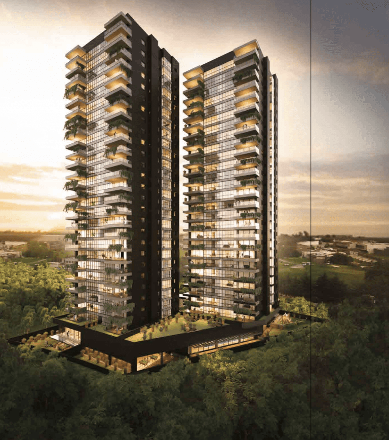 La Vista delantera del edificio de Sky View, Bosque Real