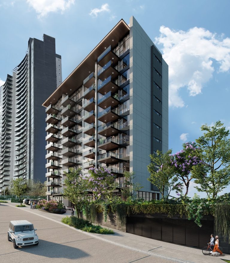 Vista lateral del edificio Nox