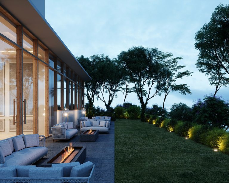 Terraza salขn de fiestas en nativ bosque real