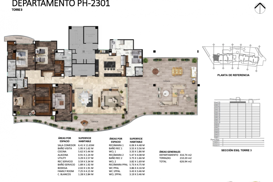 El diseño del Departamento PH en Boehm ofrece espacios sofisticados y vistas panorámicas. Una opción premium para comprar un departamento en Bosque Real, Huixquilucan